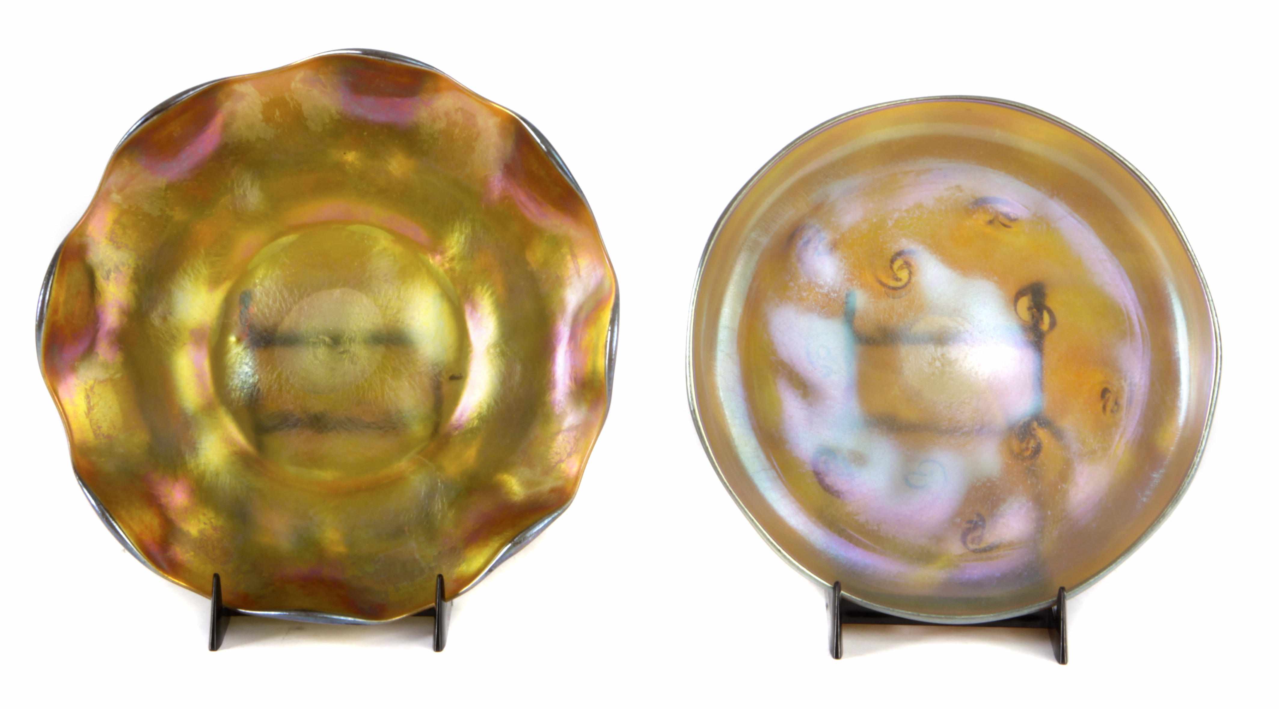 Appraisal: A group of two Tiffany Studios Favrile glass low bowls