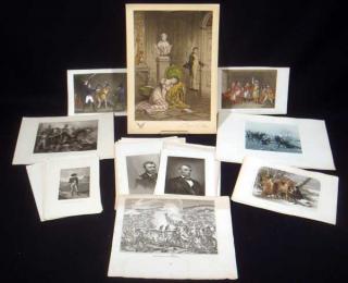 Appraisal: Pcs Waterloo Napoleon ANTIQUE MILITARY HISTORY IN LITHOGRAPHS ENGRAVINGS Generals