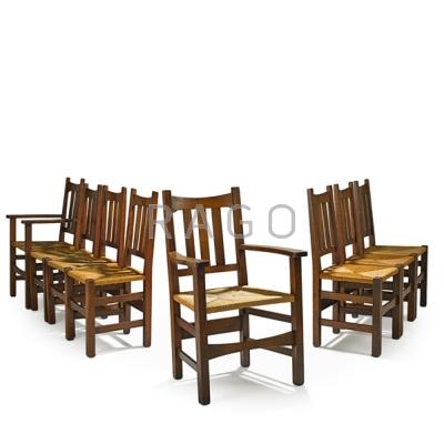 Appraisal: STICKLEY BROTHERS Eight dining chairs two captain s chairs and