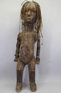 Appraisal: Large Antique Ivory Coast Carved Figure decorated with hair and