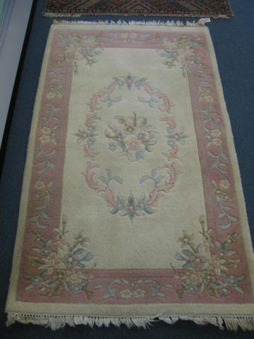 Appraisal: Chinese Handmade Sculptured Wool Rug floral on ivory field '