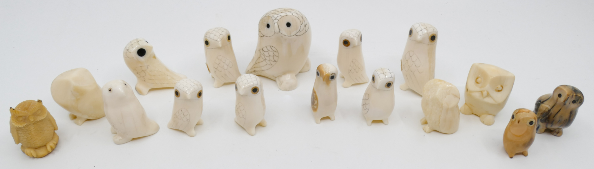 Appraisal: Box pc Alaskan Inuit Small Owl Carvings '' to ''