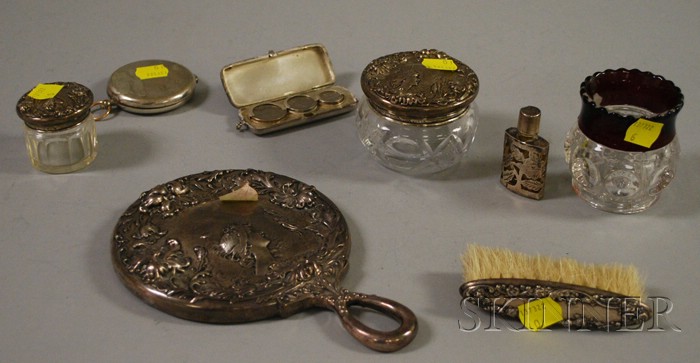 Appraisal: Seven Silver and Silver Plated Personal and Dresser Items including