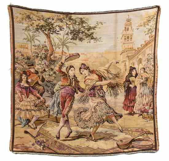 Appraisal: A Continental Wool Tapestry depicting flamenco dancers and musicians set