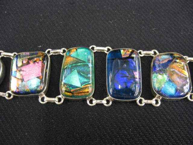 Appraisal: Dichroic Art Glass Bracelet rich colors '' to '' sterling