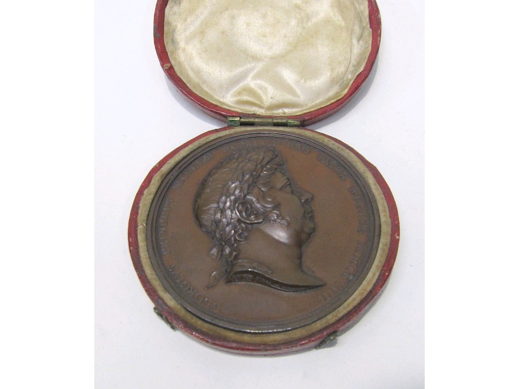 Appraisal: Cased Georgian bronze medallion dated