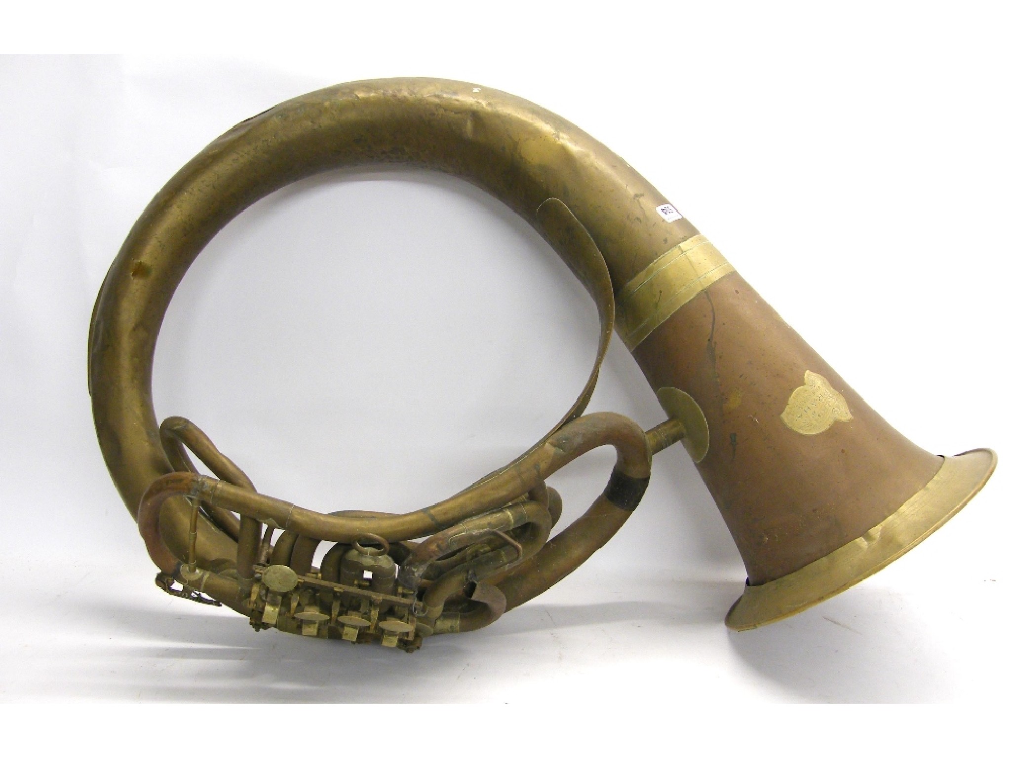 Appraisal: Copper and brass helicon tuba signed J A Rott Prague