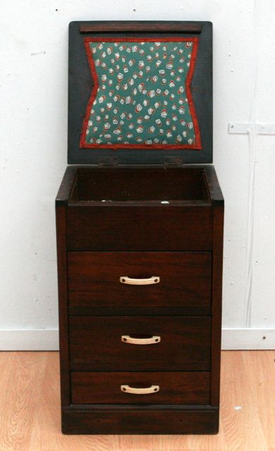 Appraisal: A Shanghai Art Deco sewing chest with bakelite handles circa