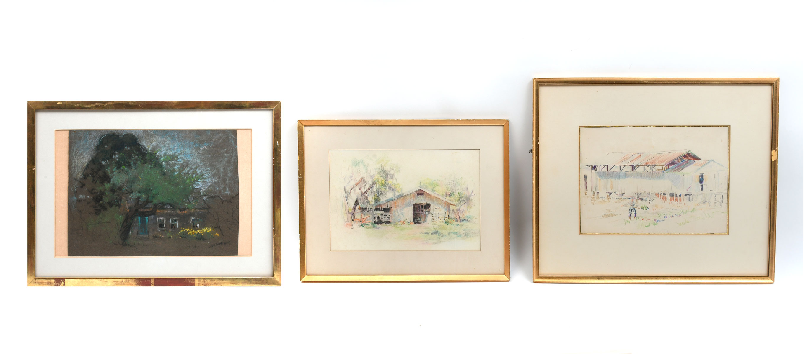 Appraisal: THREE MARY LANE MCMILLAN COLORED PENCIL DRAWINGS Fisherman by the