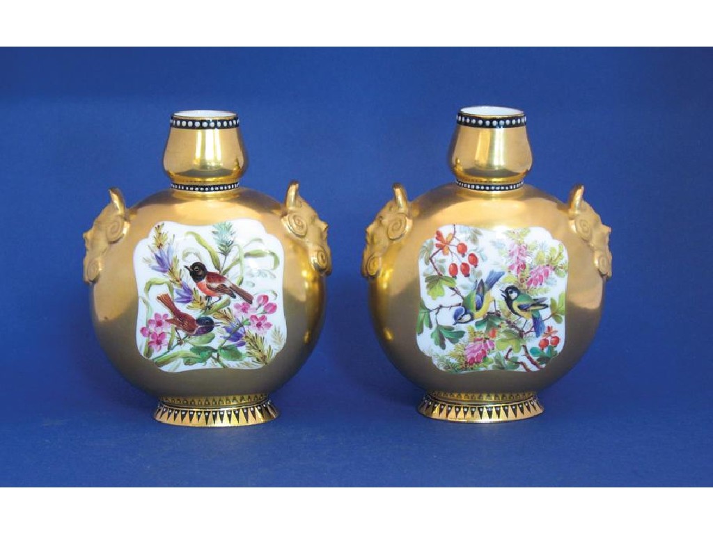 Appraisal: A PAIR OF COALPORT VASES of moon flask design each