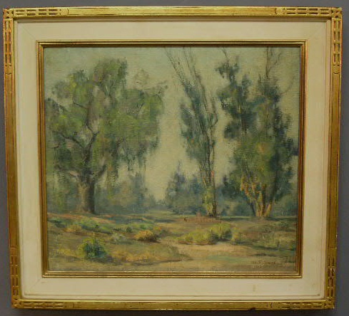 Appraisal: Oil on canvas impressionist landscape painting early thc signed W