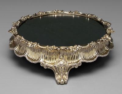 Appraisal: Silver plated gilt plateau scroll grape and vine border wave