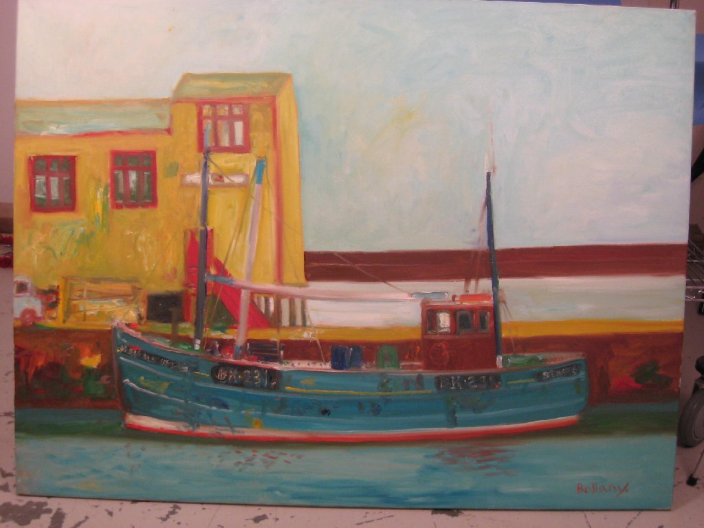 Appraisal: JOHN BELLANY R A b A Trawler at a Quayside