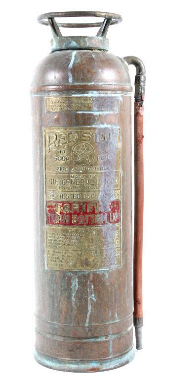 Appraisal: Antique Red Star No E Copper Fire Extinguisher Up for