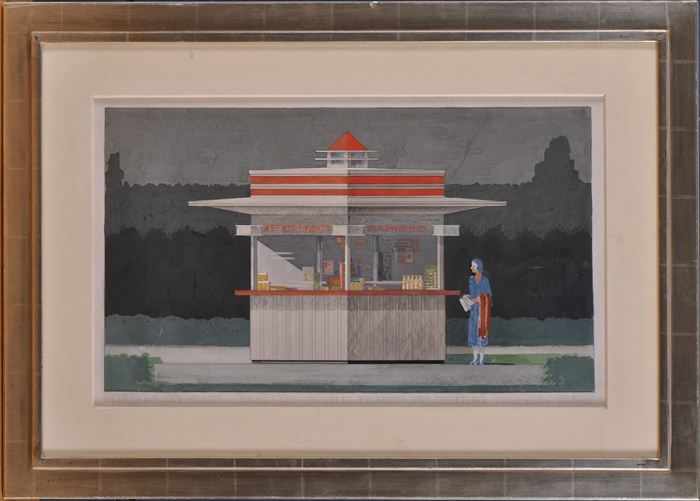 Appraisal: ENGLISH SCHOOL DESIGN FOR A REFRESHMENT STAND Pencil ink and