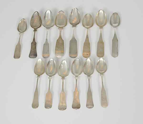 Appraisal: American Coin Silver Table Spoons American A th century a