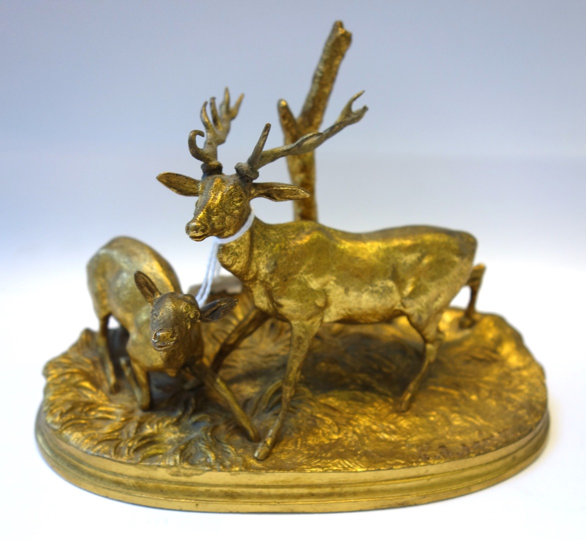 Appraisal: After P J Mene a gilt bronze stag group th