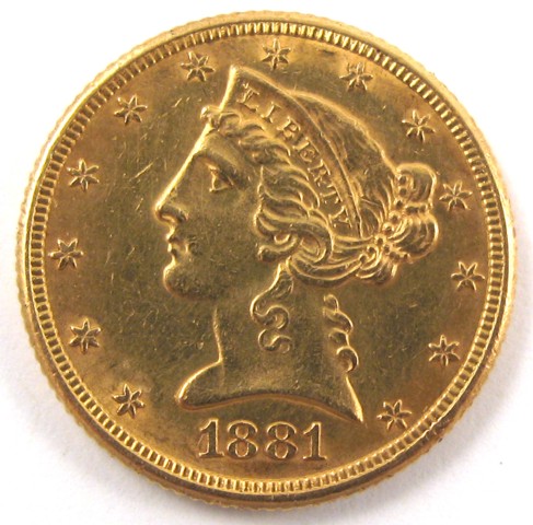 Appraisal: U S FIVE DOLLAR GOLD COIN Liberty head type -P