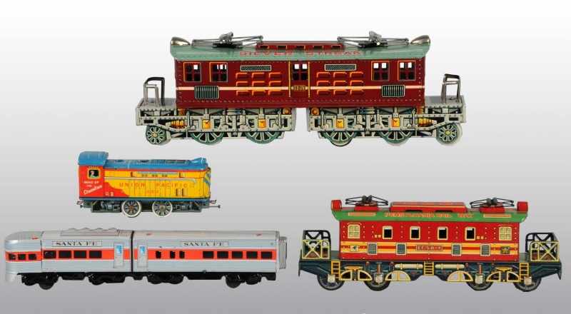 Appraisal: Lot of Tin Train Trolley Car Friction Toys Description Japanese