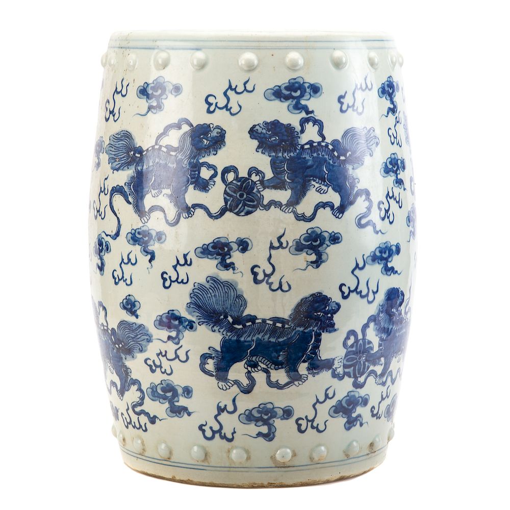 Appraisal: Chinese Export porcelain garden seat barrel form with blue and