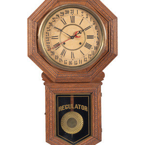 Appraisal: A Regulator Calendar Clock and Mantel Clock Early th Century