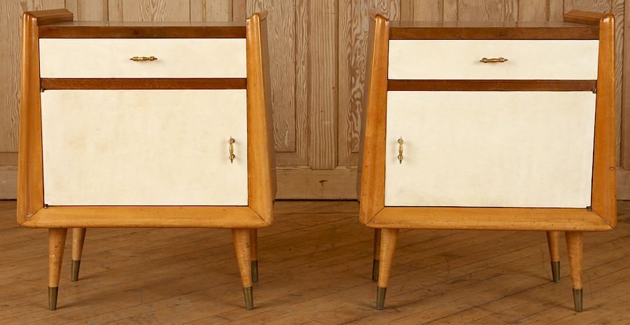 Appraisal: PAIR WOOD PARCHMENT SMALL CABINETS CIRCA A pair of wood