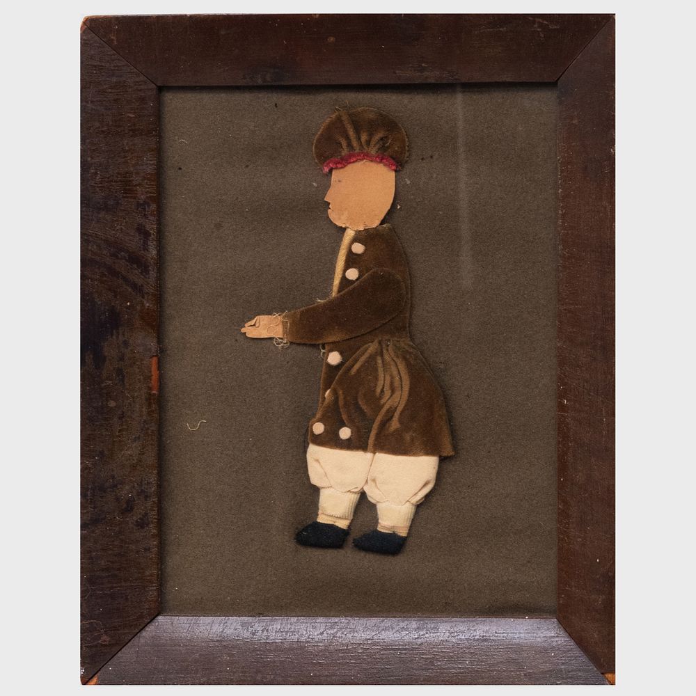 Appraisal: Folk Art Paper and Fabric Collage of a Marching Figure