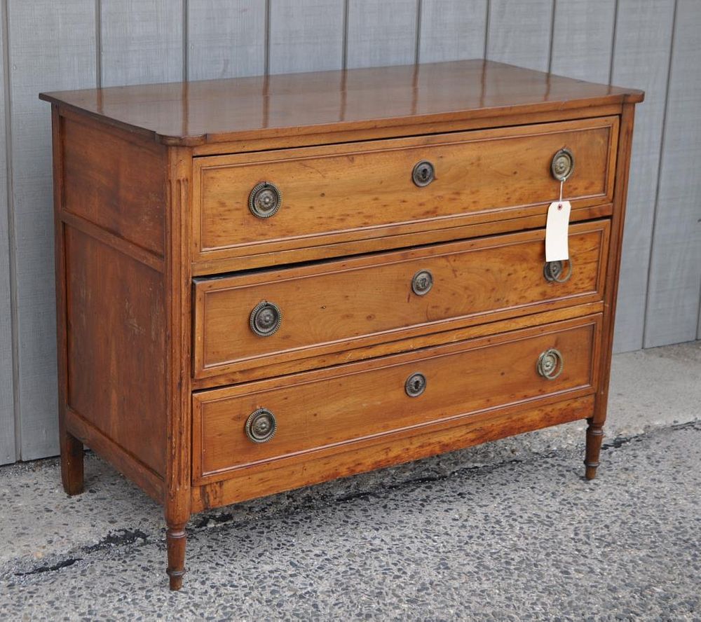 Appraisal: French Directoire Fruitwood Three Drawer Chest high long deep Surface