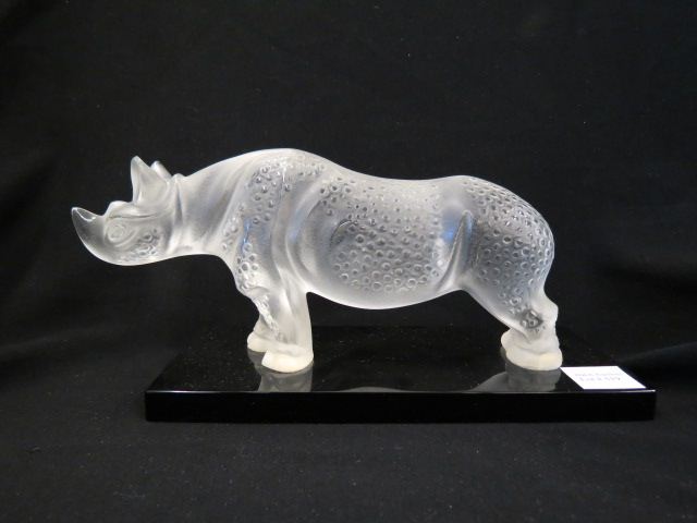 Appraisal: Lalique Crystal Figurine of a Rhino frosted on glossy black