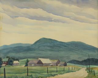 Appraisal: A P Hunter Mountain Landscape American watercolor landscape painting depicting