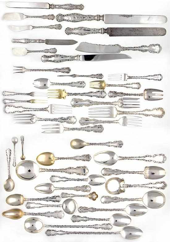 Appraisal: Whiting Louis XV sterling extensive flatware service New York circa