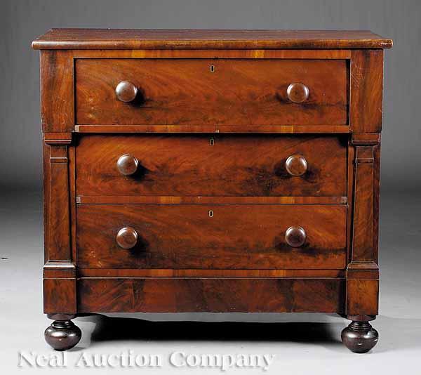 Appraisal: A Diminutive American Classical Mahogany Chest of Drawers early th