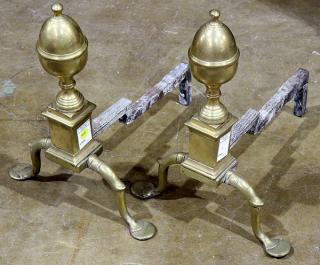 Appraisal: Pair of Georgian style andirons having turned standards and ball