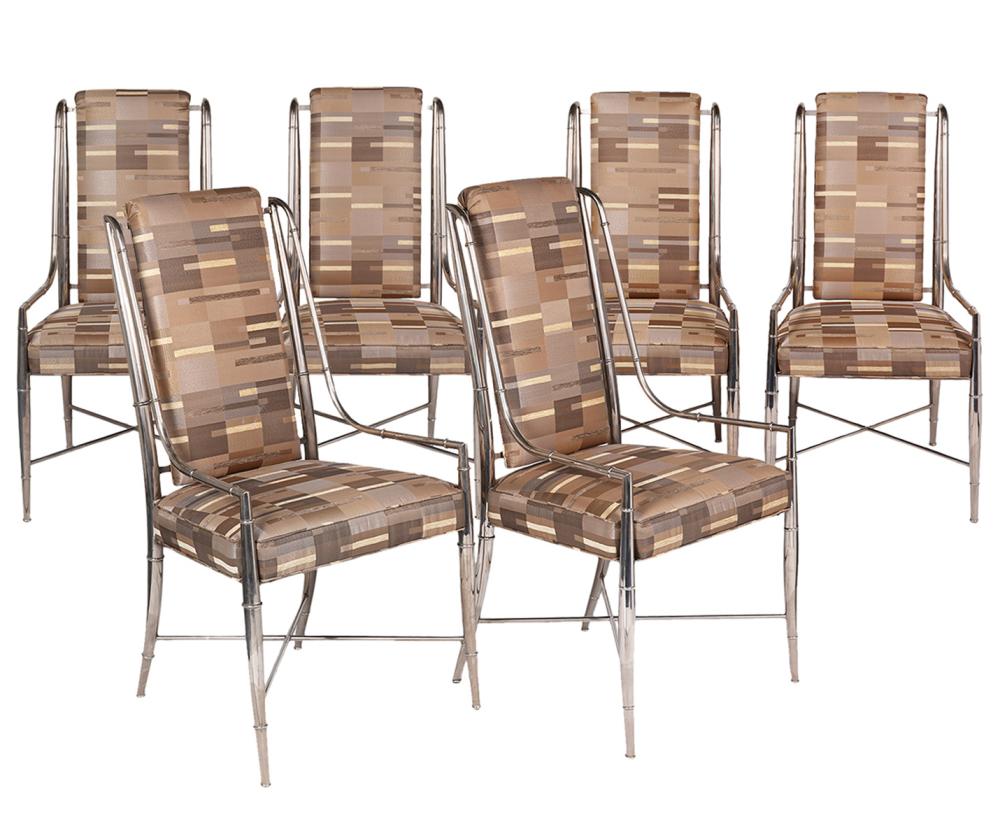 Appraisal: SET OF MASTERCRAFT NICKEL PLATED CHAIRSSet of six Mastercraft nickel