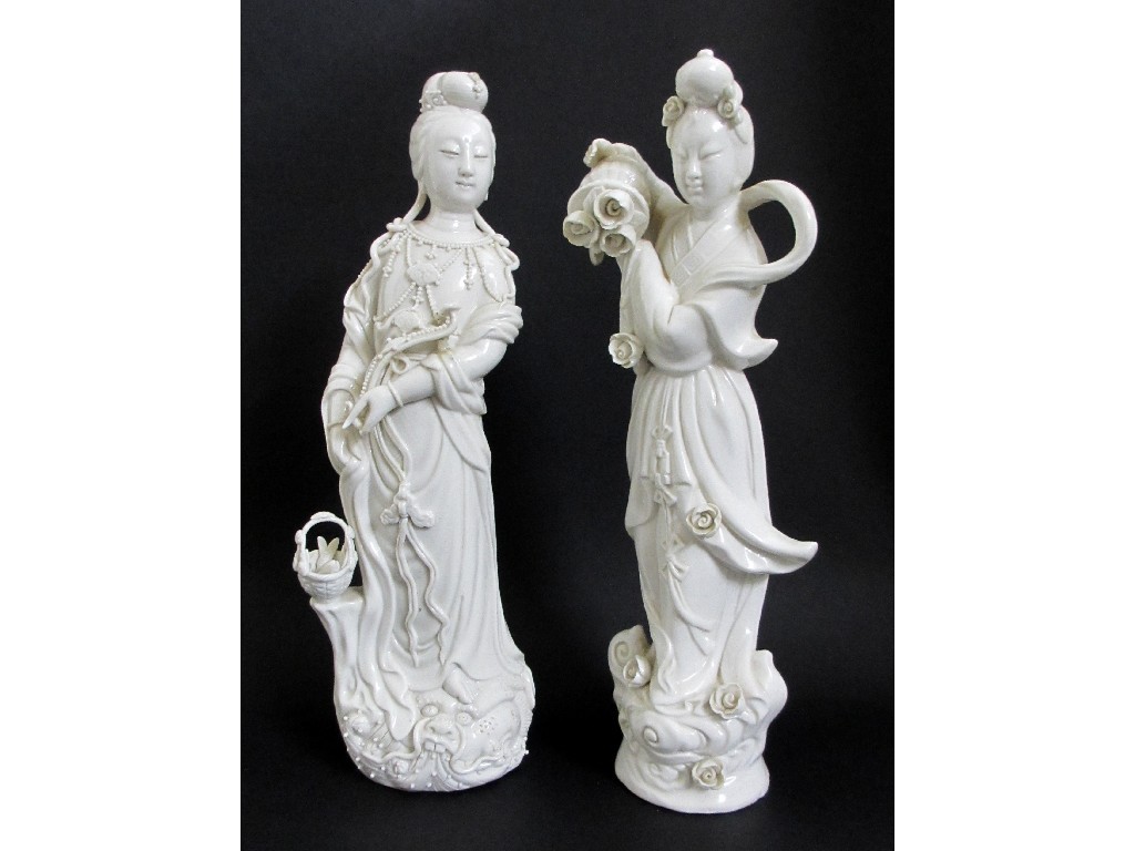 Appraisal: A Chinese blanc de chine model of Guan Yin holding