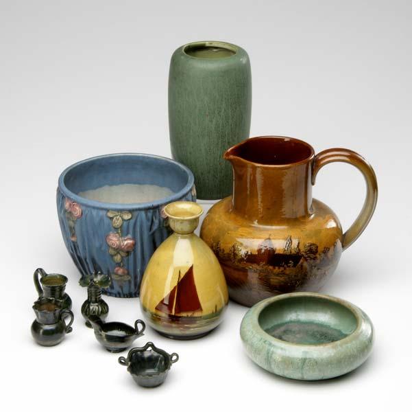 Appraisal: FULPER Etc Ten pieces Wardle pitcher and vase with waterscapes