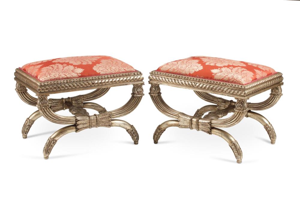 Appraisal: A PAIR OF FRENCH NEOCLASSICAL-STYLE CURULE BENCHESA pair of French