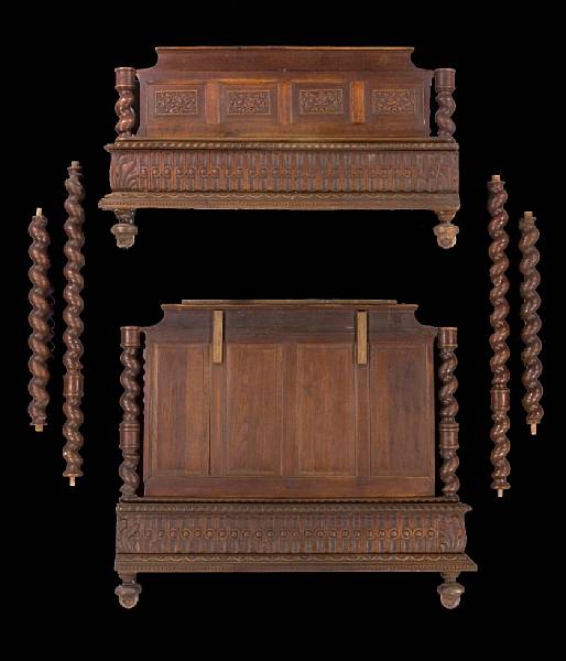 Appraisal: A Spanish Rococo style carved oak tester bed th century