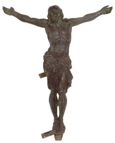 Appraisal: French cast iron crucifix figure Corpus Christi loss to proper