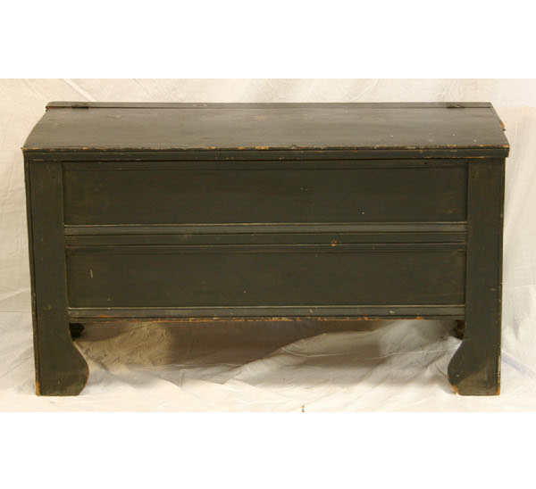 Appraisal: Painted blanket box with shaped legs square head nails Moravian