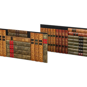 Appraisal: Twenty-Six Custom Gilt-Tooled and Leather-Accented Shelf Plaques Simulating Books th