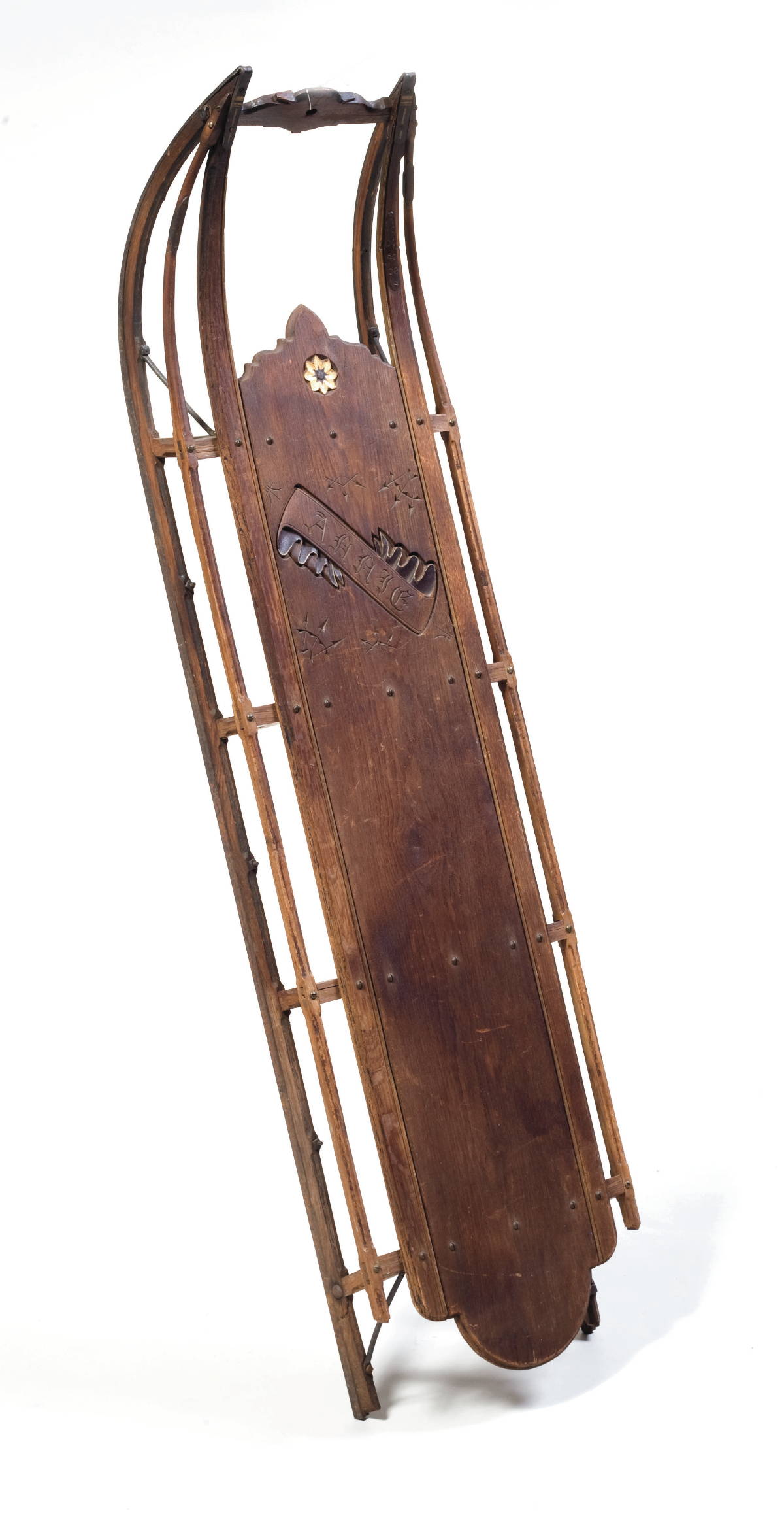 Appraisal: FOLK ART CARVED AND DECORATED quot ANNIE quot SLED WITH