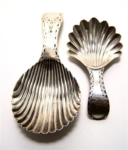 Appraisal: A George III caddy spoons Hester Bateman London of Old