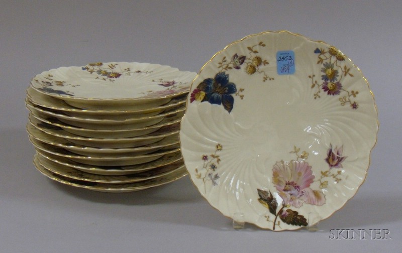 Appraisal: Set of Eleven C E Carstons Weimar Enamel Floral Decorated