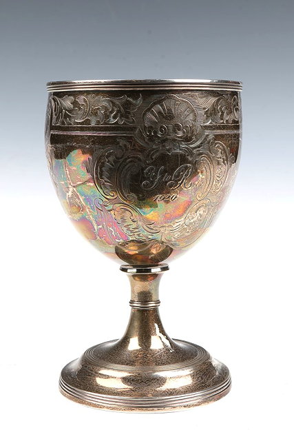 Appraisal: A GEORGE III SILVER GOBLET standing on a turned stepped