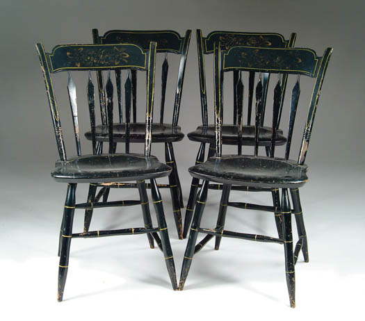 Appraisal: SET OF FOUR REPRODUCTION RABBIT EAR WINDSOR SIDE CHAIRS Labeled