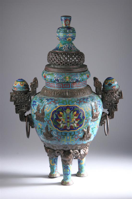 Appraisal: LARGE CHINESE CLOISONN ENAMEL CENSER late th early th century