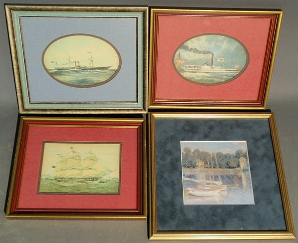 Appraisal: Four framed ship prints Framed size x