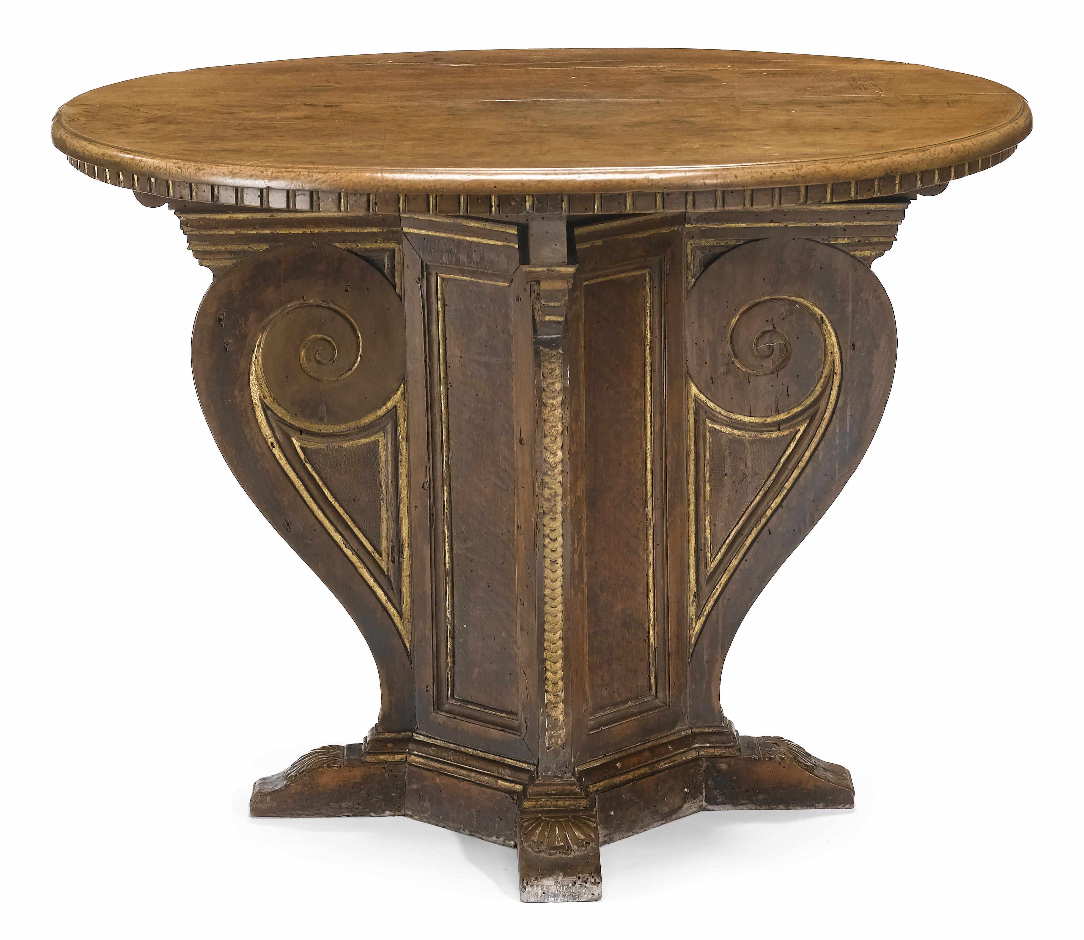 Appraisal: An Italian Renaissance parcel gilt walnut center table late th