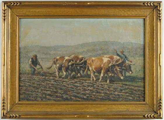 Appraisal: GEORGE A HAYS American - PLOWING IN THE PASTURE Oil